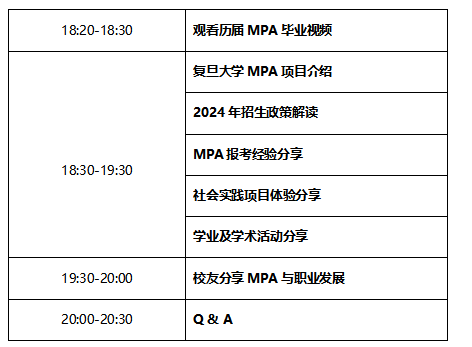 2024年復旦大學公共管理碩士（MPA）招生咨詢會（第二場）